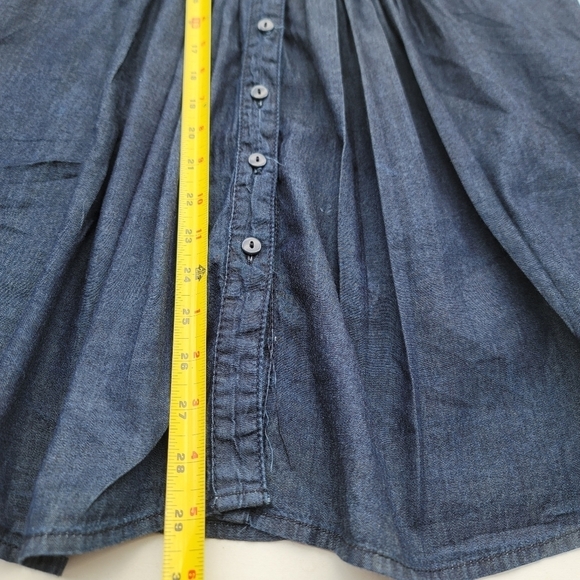 MILEY CYRUS MAX AZRIA Girls DENIM DRESS Blue Tie Back Long Sleeve Sz S - Picture 6 of 8